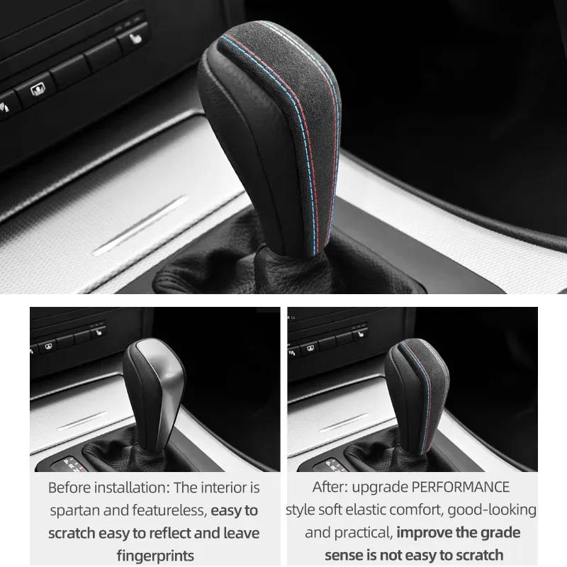Betterhumz For BMW E90 E60 E87 E92 E91 E61 X1 X3 X5 Gear Shift Knob Cover ABS Trim Car Made of Alcantara Interior Accessories
