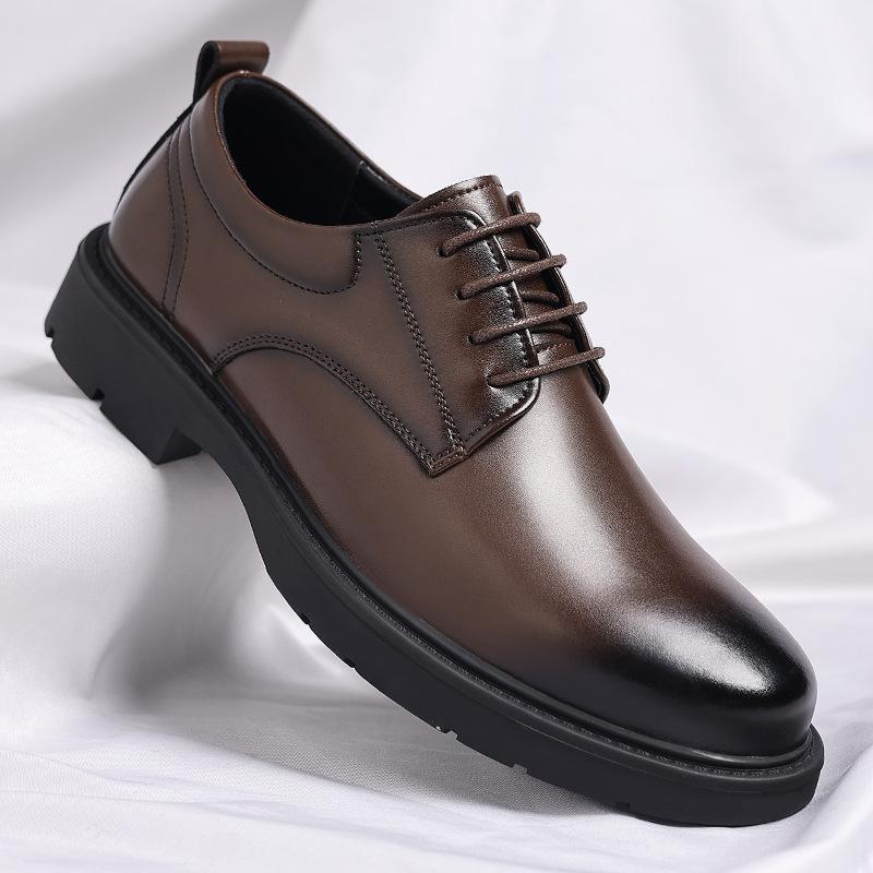 Fashion 2025 Autumn New Casual Formal Business Men's Shoes Solid Color Fashion Wedding Shoes Male Korean Lace Leather Shoe for Man