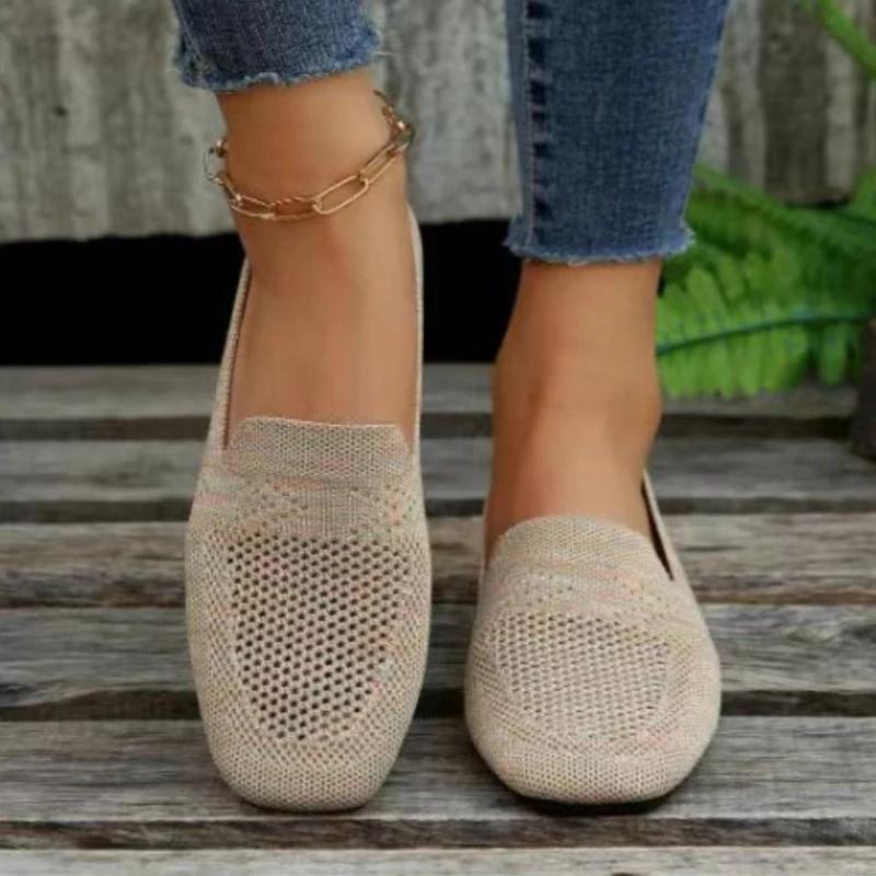 Trendy and Minimalist Single Shoes 2024 Summer Solid Color Flat Bottomed Anti Slip Mesh Breathable Casual Shoes Zapatos Mujer