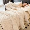 Nordic Double-Layer Thick Coral Fleece Blanket Keep Warm and Super Soft Sofa Nap Cover Queen King Quilt with Velvet for Winter