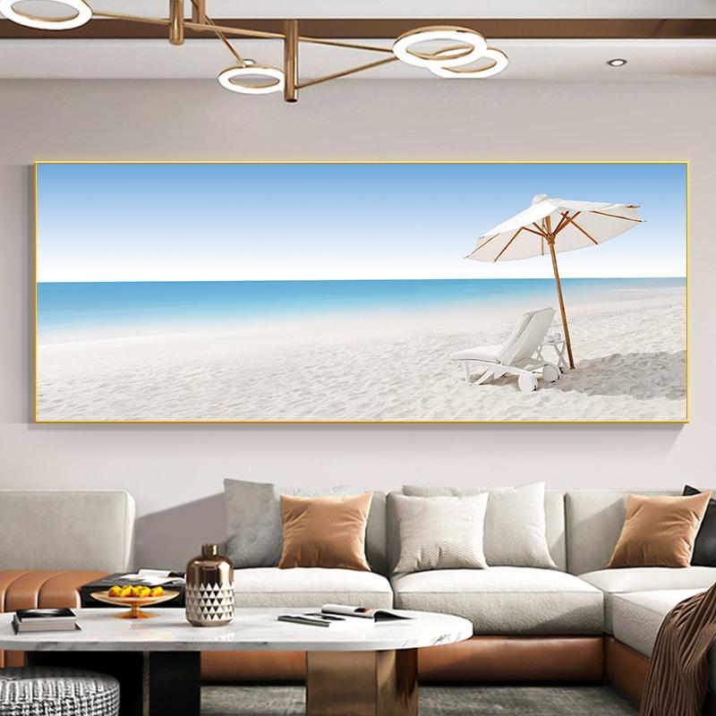 Naturalny Morski Pejzaż na Płótnie Obraz Sztuka Ścienna Pejzaż Wakacje Błękitne Niebo Plakaty i Druki do Salonu Dekoracja Domu