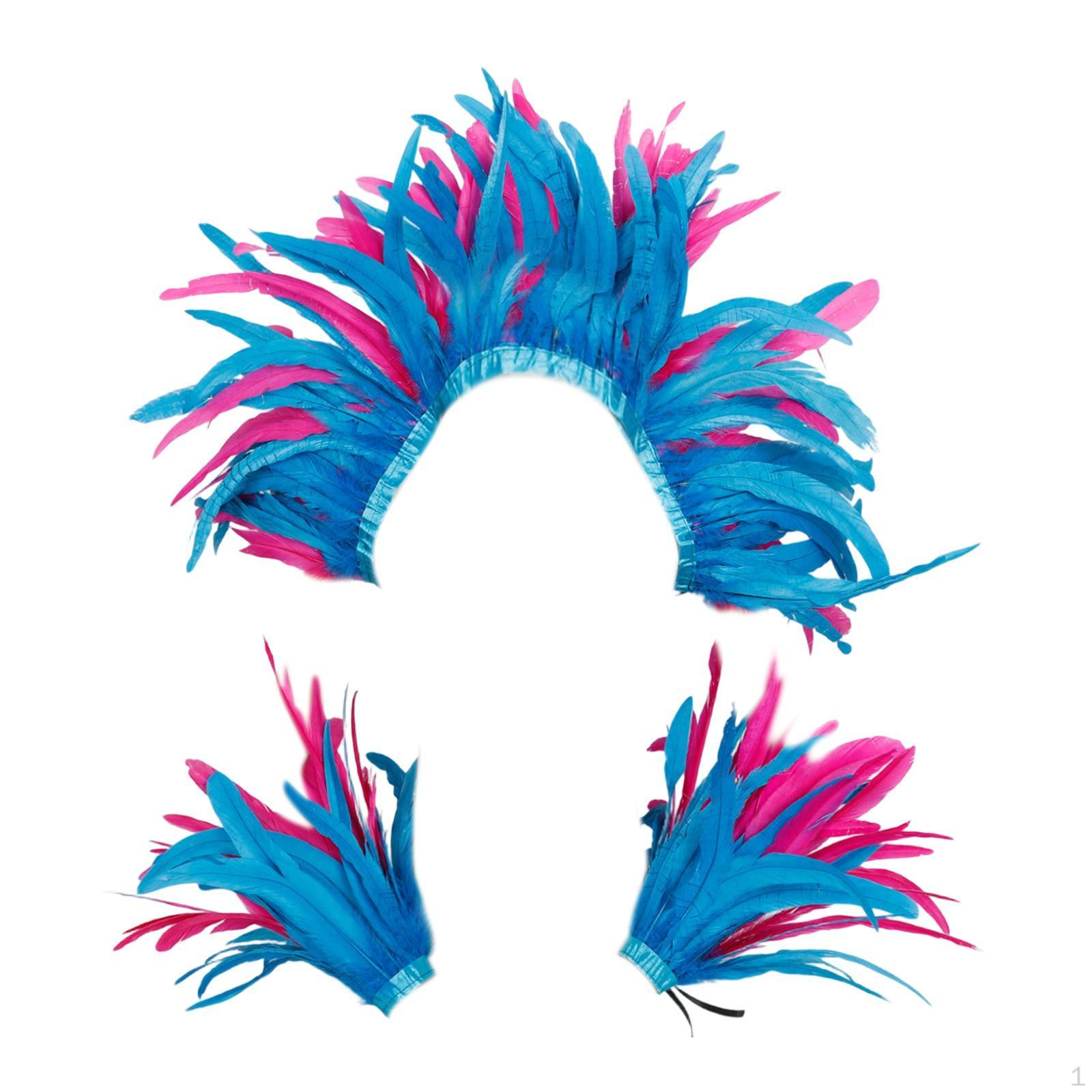 

Костюмная шаль с перьями и манжетами на запястья для торжеств Blue Rose Red