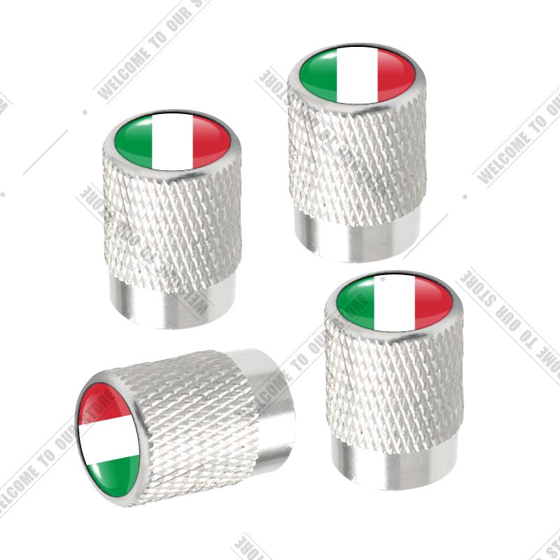 Cqdjvy1 Auto CNC Aluminium Duitsland Italië Frankrijk Driekleurige Vlag Embleem Voor Citroen Peugeot Fiat Kia 4 stuks Bandenventiel Luchtpoort Stuurpen Afdekdoppen