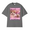 Stomach Ache Survivor Funny Cat Emoji Graphic TShirt  Unisex Trendy Vintage Cartoon Humorous Street Style 100 Cotton TShirt
