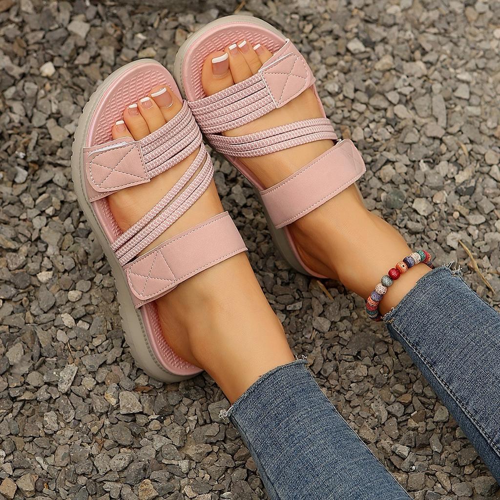 Sandali Bassi a Infradito da Donna Taglie Forti, Scarpe Casual Moda con Lavorazione Intrecciata, Sandali Bassi Estivi a Fascia Singola per Donna