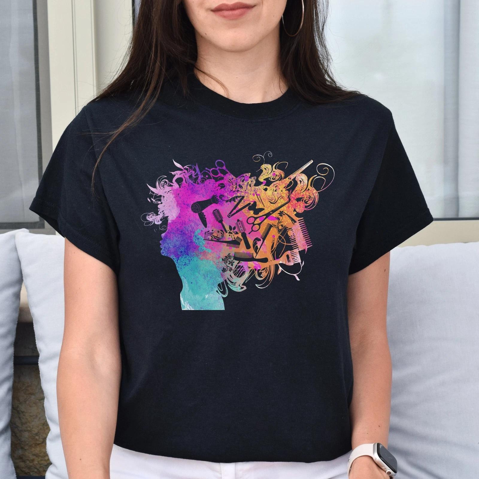 Colorful hair stylist Unisex T-shirt hairdresser haircutter black dark heather XL