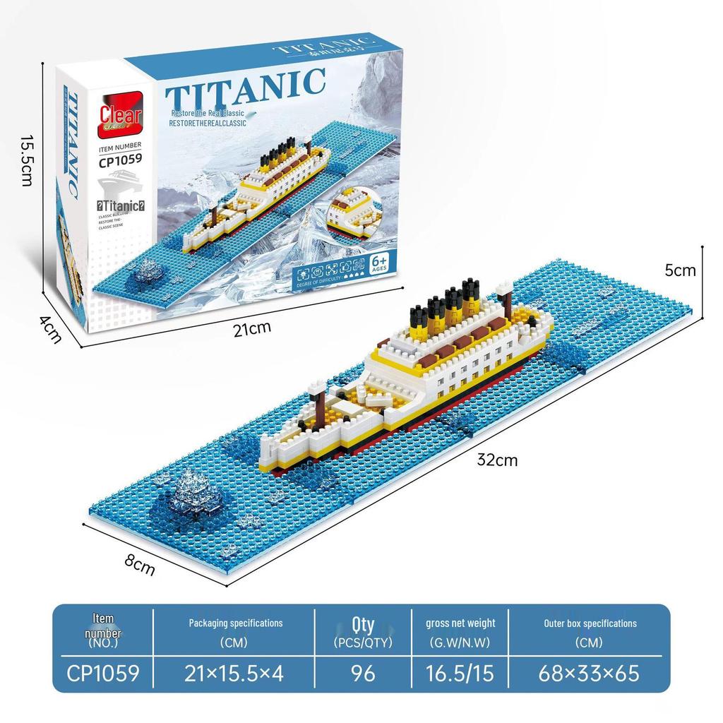 Titanic Large Building Blocks Model: High-Difficulty Giant Ship Toy