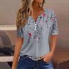 Women's T Shirt Tee Print Button Short Sleeve Daily Weekend Fashion Basic V- Neck Regular Top