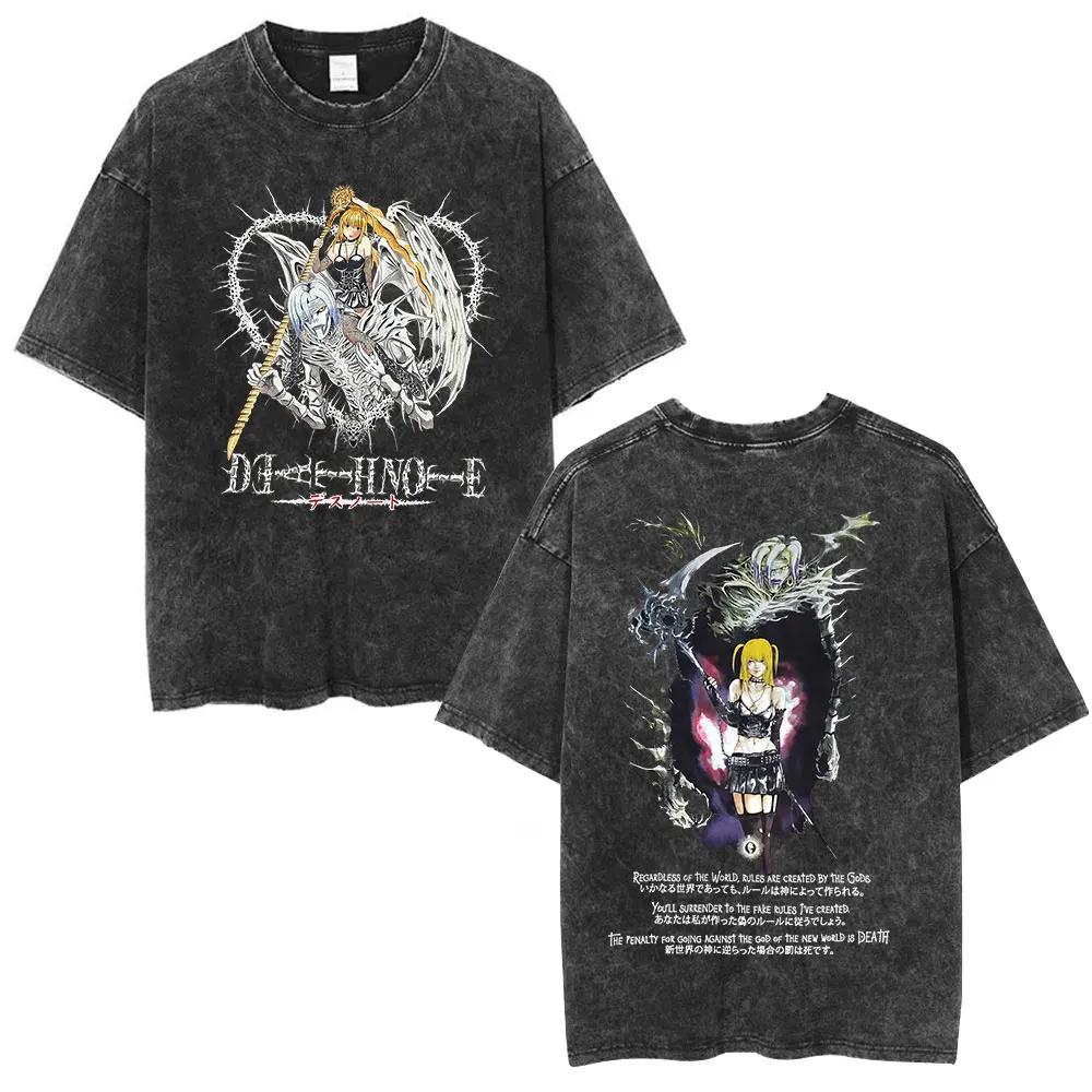 

Anime Death Note Ryuk Yagami Light Vintage Washed T Shirt Men s Clothing Cotton T-shirt Fashion Short Sleeve T-shirts Streetwear S