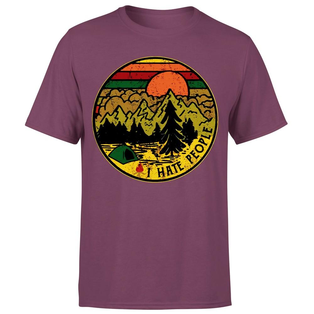 Camping I Hate People Camp Hike Hiking Funny Joke Retro Top Unisexs TShirtP1OrA 2XL