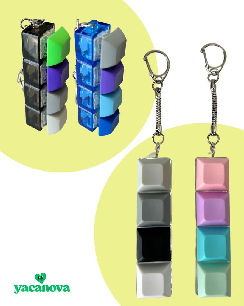 Keyboard Keychain Fidget Toy Keycap Keyboard Clicker Blue Switch Stress Relief Toy [yacanova]