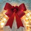 Christmas Metal Light Up Wreath With LED Warm Lights And Ribbon Bow Holiday Decoration