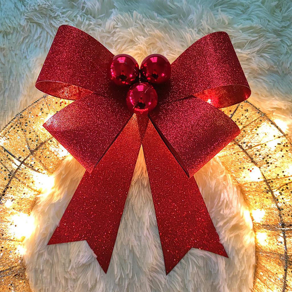Christmas Metal Light Up Wreath With LED Warm Lights And Ribbon Bow Holiday Decoration