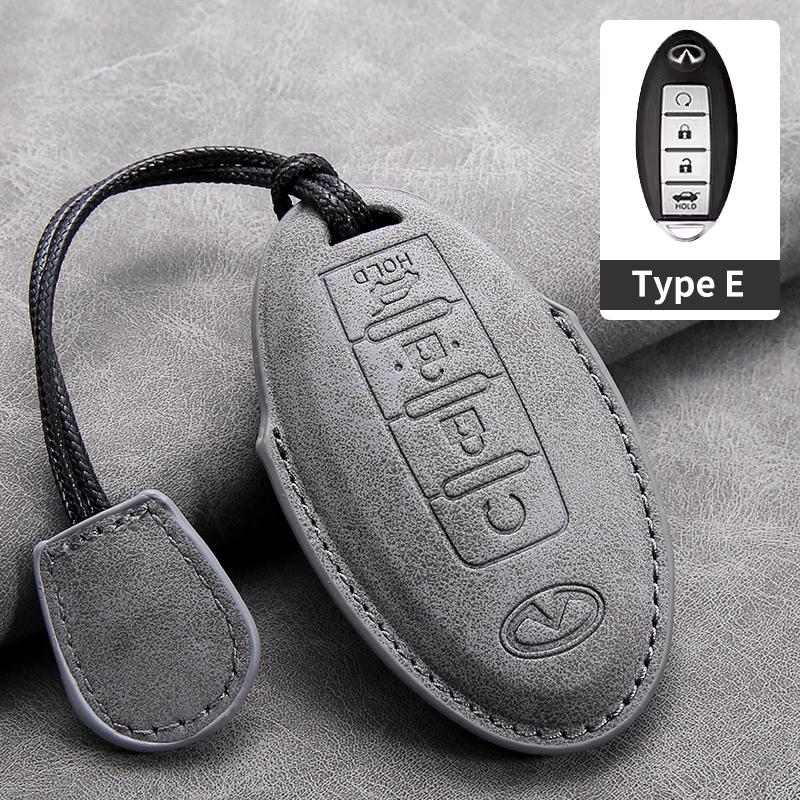 Leather Car Key Cover Case for Infiniti Q50L QX50 QX60 QX55 Q70 Q70L Q30 QX30 QX70 ESQ XQ80 XQ60 Q60S Car Key rope Keyring