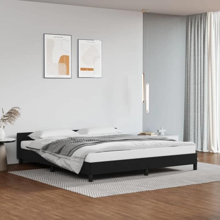 VidaXL Bed Frames with Headboard Slat Base Upholstered Bed Slat Frame Double Bed Adult Bedroom Interior Black 347507