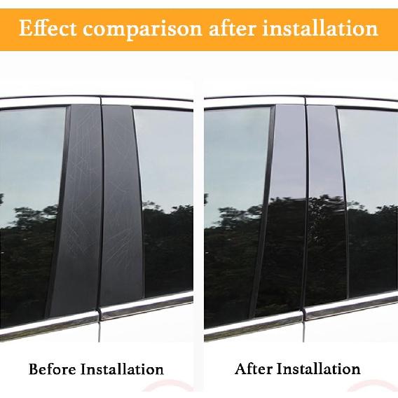 6pcs Black Car Window Pillar Stickers for Jaguar F-PACE(2016-2025) Window Moldings Trim Protect The Center Pillar Prevent Scratches Car Tuning