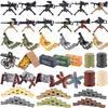 MOC Military Building Blocks Soldier Figures Weapons Box Guns Mortars Bullet Chains Gift Bomb Disposal Suits Mini Brick Sandbags