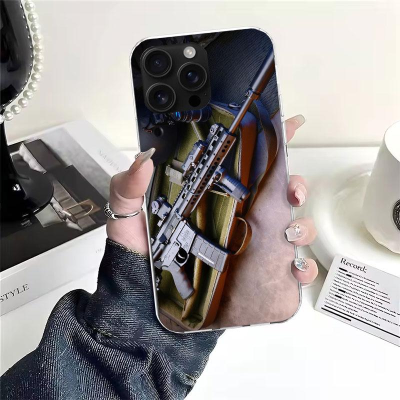 Gun Bullets AK47 Handgun Soft Phone Case For IPhone 11 17 Air 16E 16 Pro Max 15 + 14 Plus 13 Mini 12 Apple 7 SE 8 Fundas Coque 1