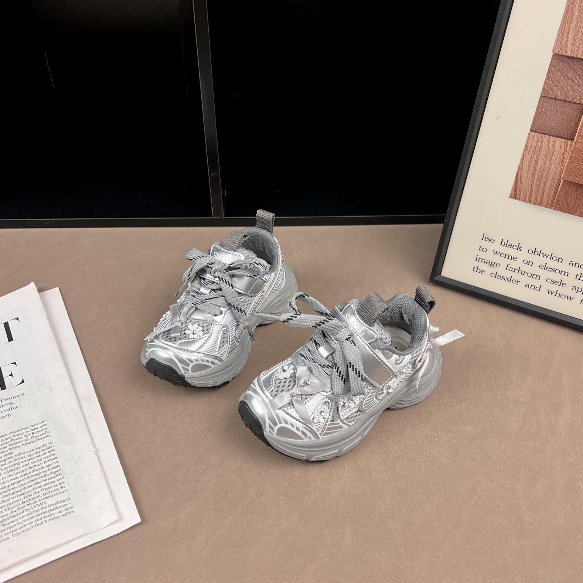 Дышащие сетчатые кроссовки для бега для девочек Весна/Осень 2026 - Детские спортивные кроссовки для девочек 23