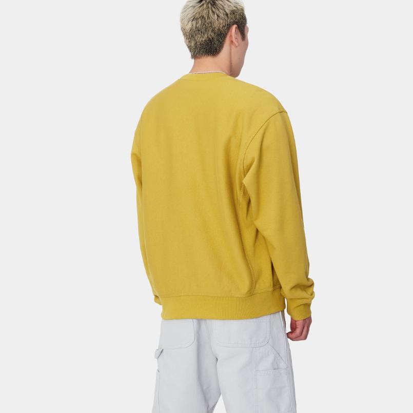 Carhartt WIP American Script Sweat Pullover Loose Fit Crewneck Embroidered Logo Long Sleeve Sweatshirt Men Sweatshirt I025475-29S-XX