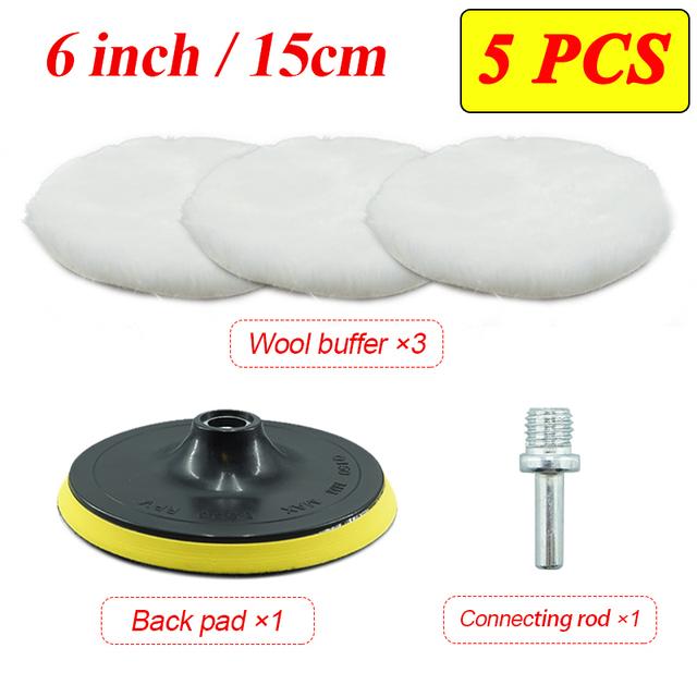 5PCS 3/4/5/6/7 Inch Polishing Kit Polishing Pad Car Waxing Sponge Disk Wool Wheel Auto Paint Care Polisher Pads Car Gadget