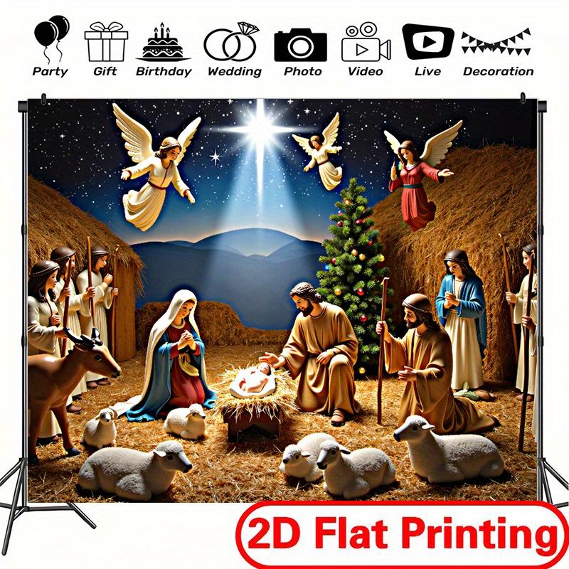1Pcs Large Nativity Scene Christmas Background Decoration Background Winter Backdrop Decorations For Photo Studio Photo Booth