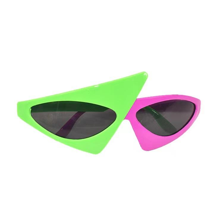 

Novelty Party Sunglasses 80s Asymmetric Glasses Hot Pink and Neon Green Glasses Hip Hop Dance Halloween Party as picture