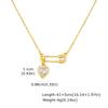 Hualanxin NC-1650 Gold Stainless Steel Heart & Zircon Brooch Necklace for Women