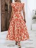2026 New Summer Fashion Women's Ruffled Flutter Sleeve Lace-Up Printed Fairy Dress
