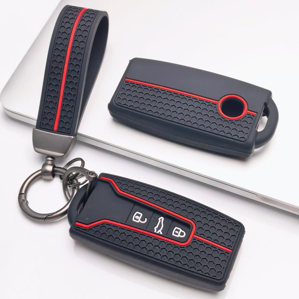 3 Button Silicone Key Fob Cover with keychain for VW Golf 8 ID.3 ID.4 ID.6 Lamando L Tiguan Teramont Talagon, Fits VW Golf Tiguan Passat Octavia