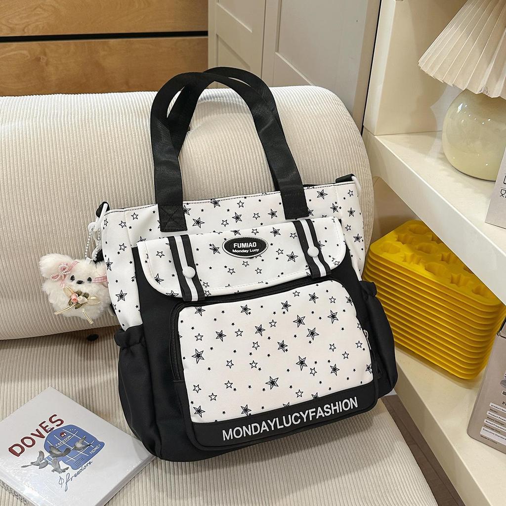 Schoolbag College Style School Bag Mori Dopamine Pain Layer Junior High School Student Large Capacity Backpack Cute Star Make-up Shoulder Bag