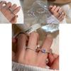 Silver S925 Adjustable Geometric Purple Ring For Women Chic Vintage Fashion