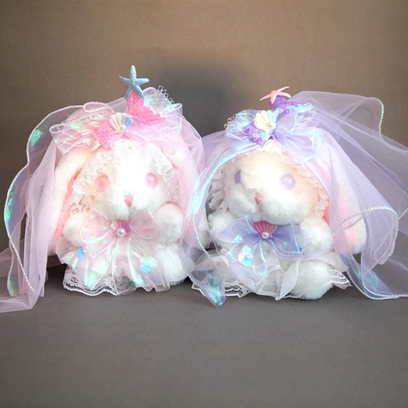 Lolita Style Rabbit Plush Doll, Cute Pink Stuffed Bunny Toy, Sweet Gift for Girls Valentine Birthday Present