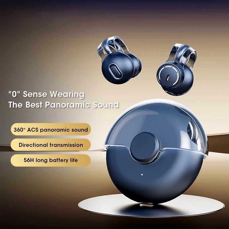 

Wireless Bluetooth5.3 Earphones Earclip TWS Bone Conduction Headphones 360°ACS Sound Sport Earbuds Headset With Mic for xiaomi синій