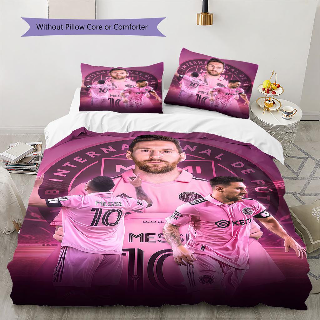 Lionel Messi Pattern Bedding,Quilt Set Quilt Cover Pillowcase Home Birthday Gift(1 * duvet cover + 2 * pillowcase, without core)