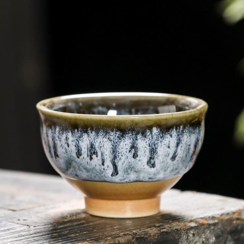 60ML Kiln Change Ceramic Teacup Temmoku Glaze Multicolor Porcelain Kung Fu Cups Pottery Japanese Master Cup Drinkware