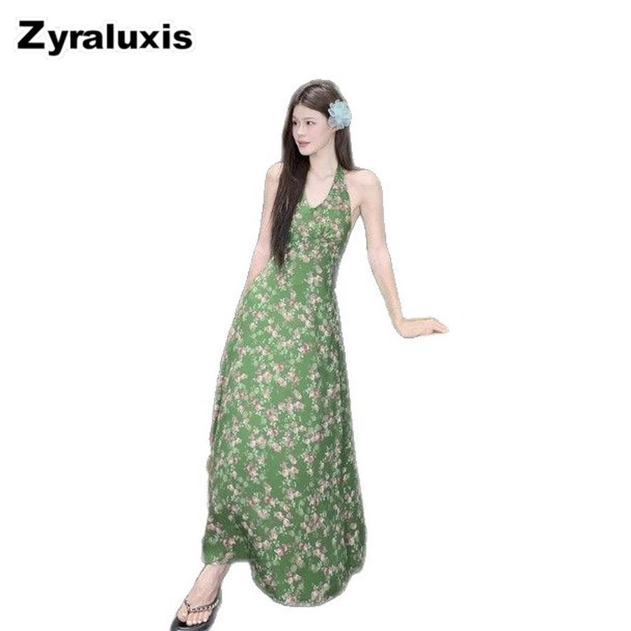 French Style Floral Ruffled Dress for Girls Summer New Arrivals Slim Fit Long Gown