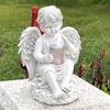 Cute Boys Girls Sculpture Solar Garden Courtyard Decoration European Style Angel Statue Home Decoration Crafts