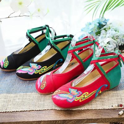 Ladies' New Ethnic-Style Embroidered Canvas Shoes with Oxford Sole Soft-Sole Dance Flats