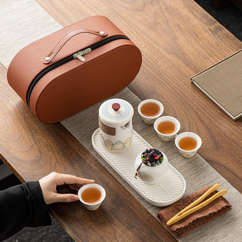 Portable Travel Kung Fu Tea Set: Outdoor Camping Quick Cup & Teapot for Business Gift
