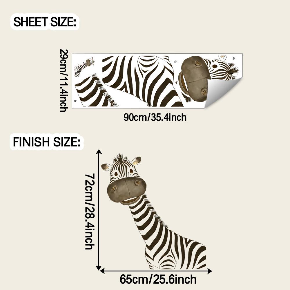 3D Милая Зебра Декоративная Настенная Наклейка
