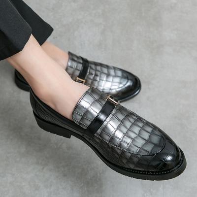 Zapatos de Lujo de Alta Calidad con Hebilla de Cuero con Patrón de Cocodrilo Mocasines de Vestir Mocasines de Suela Gruesa Punta Afilada Zapatos de Diseñador