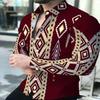 Men's Fashion Flame 3D Print Long Sleeve Shirts Turn Down Collar Button Up Party Streetwear Camisa Masculina Casual Blouse
