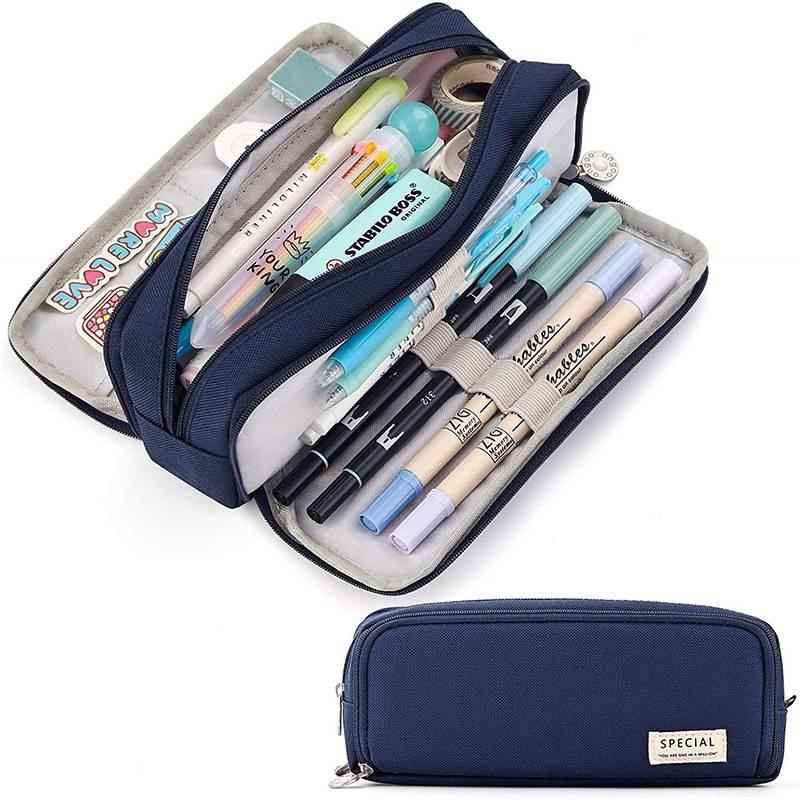 Style Korean Trendy Large Capacity Pencil Case Minimalist Durable Bag Canvas
