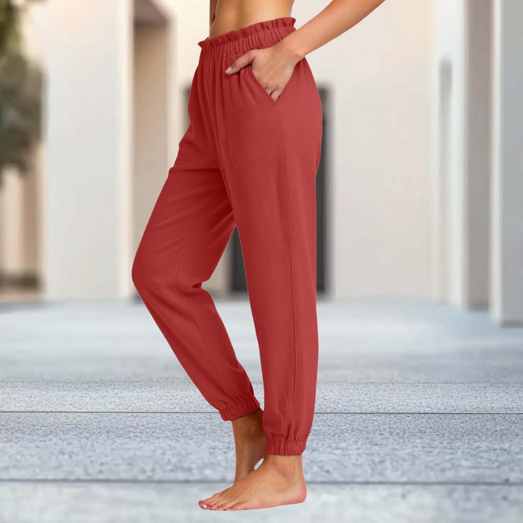 Women's Fashion Elastic Waist Versatile Sweatpants Casual Trousers