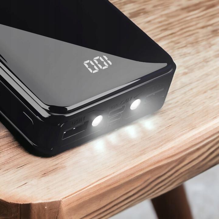 Powerbank 20000 Mah Power Bank Usb, Usb-C Szybkie Ładowanie Z Latarką Led