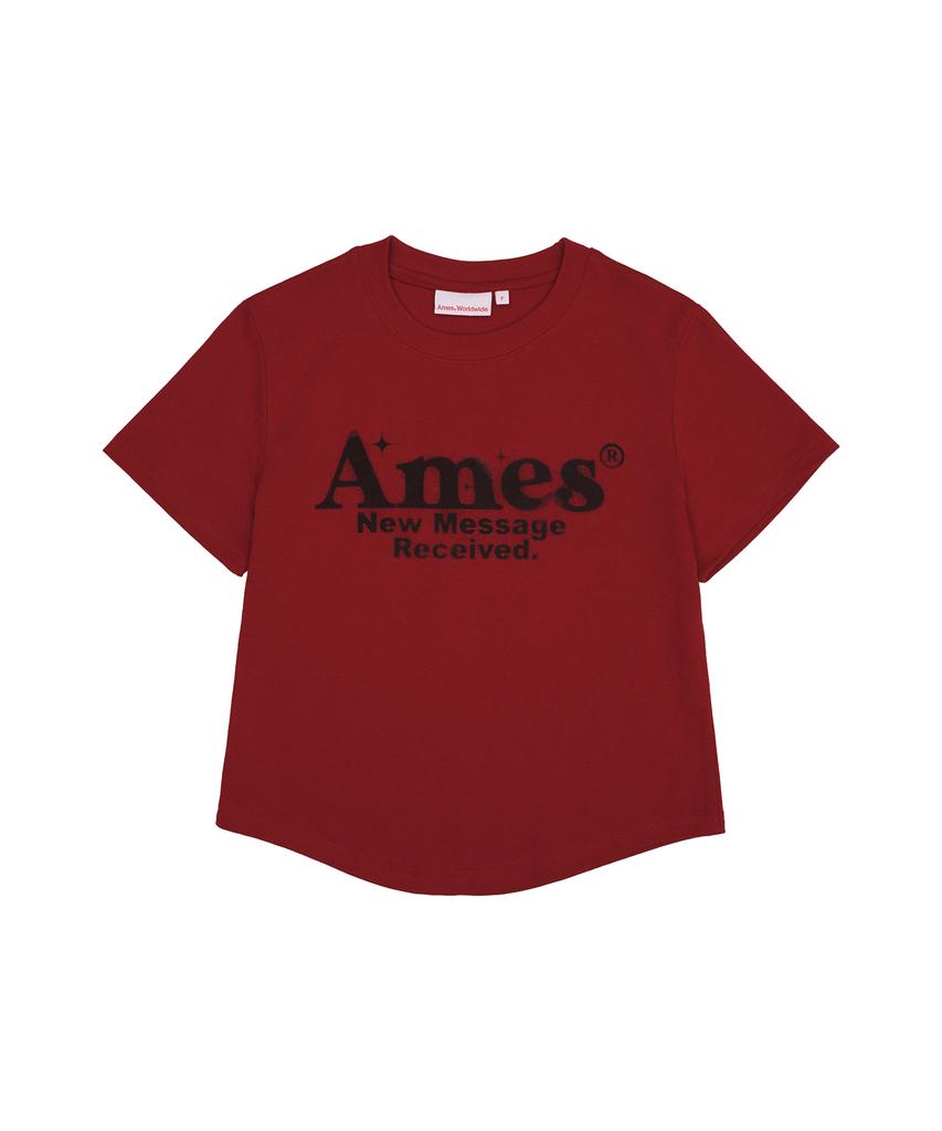AMES-WORLDWIDE Round Hem Crop Tee Red