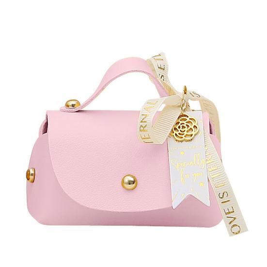 Packaging Box Ribbon Bow Handle Design Handbag Shape Faux Leather Wedding Favors Gift  Candy Bag Household Accessories