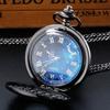 Black Vintage Romantic Star Sky Moon Star Design Roman Quartz Pocket Watch Necklace Pendant Chain Pocket Clock Women Men gift