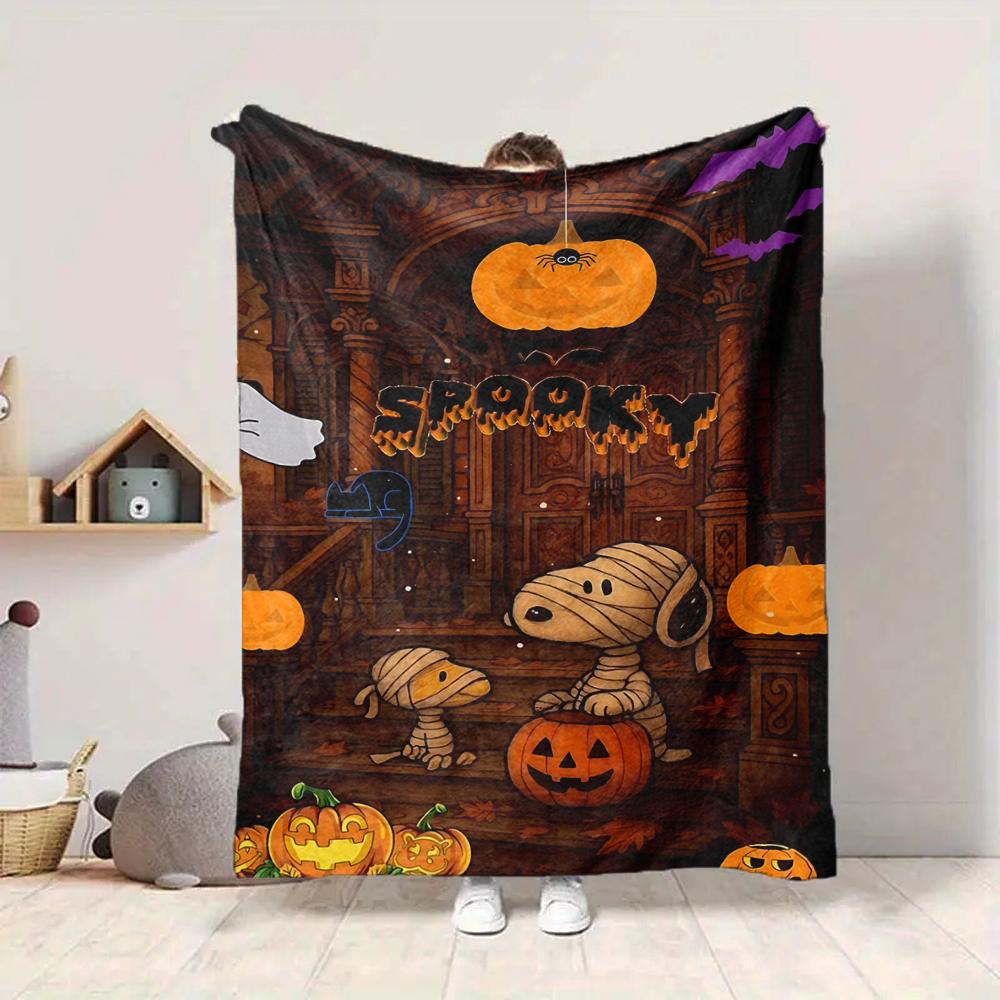 1Pc Snoopy'S Halloween Adventure Blanket Soft And Comfortable Casual Warm Camping Travel Christmas Halloween Gift M91797